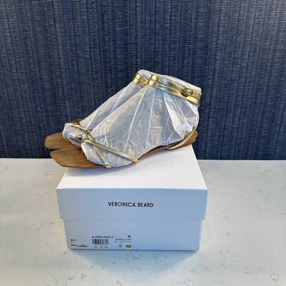 NIB Veronica Beard Allegra Sandal, light gold, size 9 - Picture 7 of 11